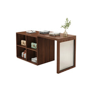 LIVARA 120/180cm Retail Island Display Cabinet with 4-Compartment Storage for Clothing Store - Walnut