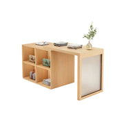 LIVARA 120/180cm Retail Island Display Cabinet with 4-Compartment Storage for Clothing Store - Wood