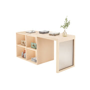LIVARA 120/180cm Retail Island Display Cabinet with 4-Compartment Storage for Clothing Store - Beige
