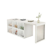 LIVARA 120/180cm Retail Island Display Cabinet with 6-Compartment Storage for Clothing Store - White