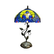 LIVARA Tiffany Stained Glass Table Lamp Pull Chain Switch 30x45cm for Bedroom Living Room Study - Light Yellow