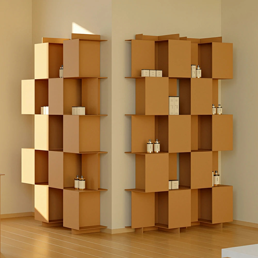 LIVARA Modular Storage Cabinet Square Grid Design Open Shelf Bookcase Display Organizer for Living Room Bedroom Office - Brown