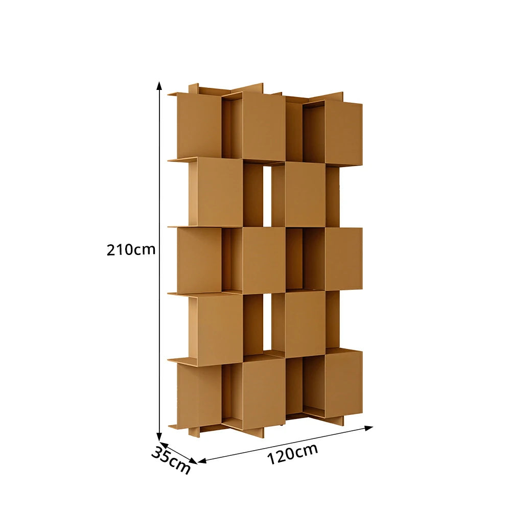 LIVARA Modular Storage Cabinet Square Grid Design Open Shelf Bookcase Display Organizer for Living Room Bedroom Office - Brown