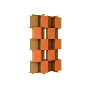 LIVARA Modular Storage Cabinet Square Grid Display Shelf Open Bookcase Organizer for Living Room Bedroom Office - Orange & Brown