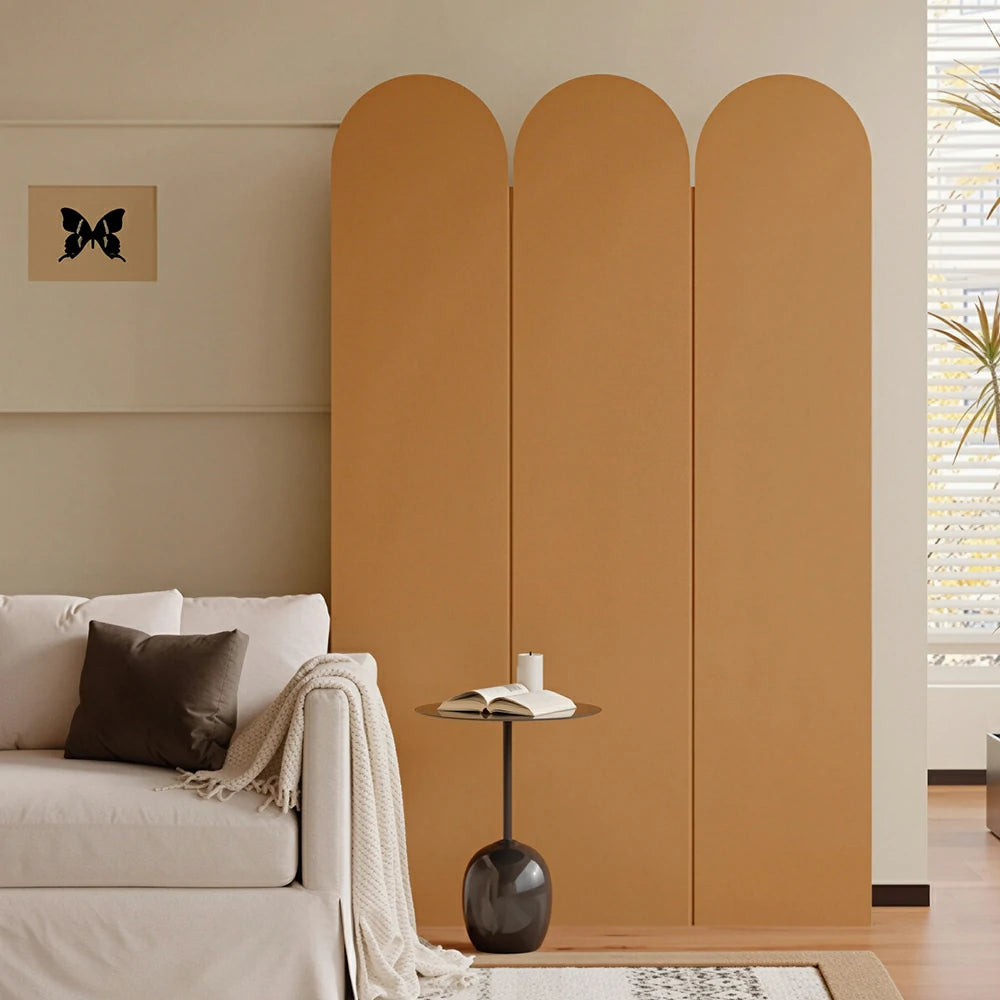 LIVARA 3 Panel Decorative Folding Screen Tall Room Divider Privacy Partition Modern Design for Living Room Bedroom Office - Beige