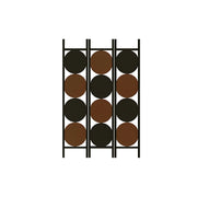 LIVARA 3 Panel Decorative Folding Screen Modern Circle Pattern Room Divider Privacy Partition for Living Room Bedroom Office - Black & Brown