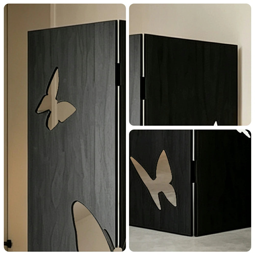 LIVARA 2 Panel Decorative Folding Screen Butterfly Cutout Design Room Divider Privacy Partition for Living Room Bedroom Office - Black