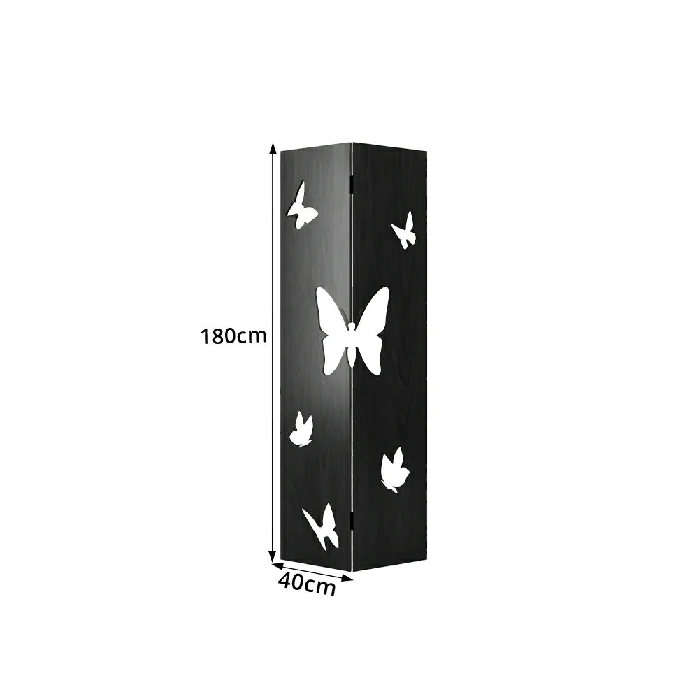 LIVARA 2 Panel Decorative Folding Screen Butterfly Cutout Design Room Divider Privacy Partition for Living Room Bedroom Office - Black