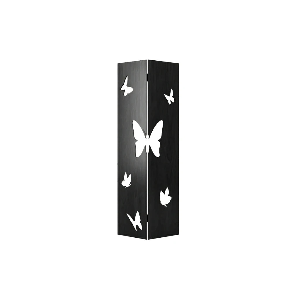 LIVARA 2 Panel Decorative Folding Screen Butterfly Cutout Design Room Divider Privacy Partition for Living Room Bedroom Office - Black
