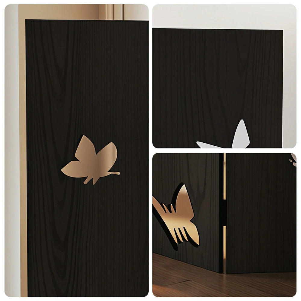 LIVARA 3 Panel Decorative Folding Screen Butterfly Cutout Design Room Divider Privacy Partition for Living Room Bedroom Office - Black