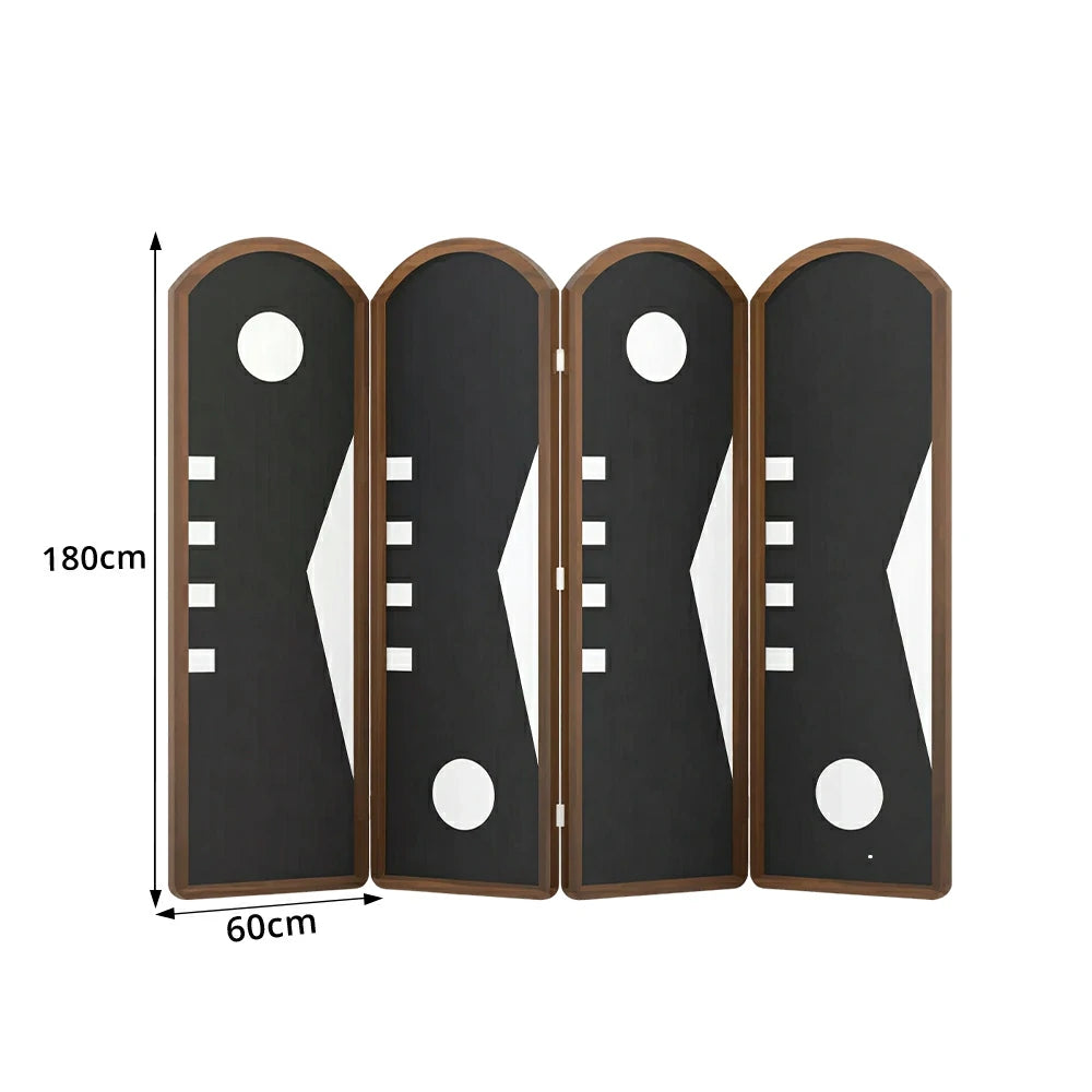 LIVARA 4 Panel Decorative Folding Screen Arch Design Room Divider Privacy Partition Modern Art Style for Living Room Bedroom Office - Black & Brown