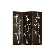 LIVARA 3 Panel Decorative Folding Screen Bamboo Cutout Design Room Divider Privacy Partition for Living Room Bedroom Office - Dark Brown