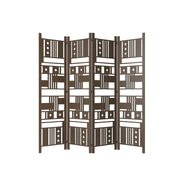 LIVARA 4 Panel Decorative Folding Screen Geometric Cutout Design Room Divider Privacy Partition Modern Art Style for Living Room Bedroom - Dark