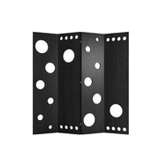 LIVARA 4 Panel Decorative Folding Screen Circle Cutout Design Room Divider Privacy Partition Modern Art Style for Living Room Bedroom - Black