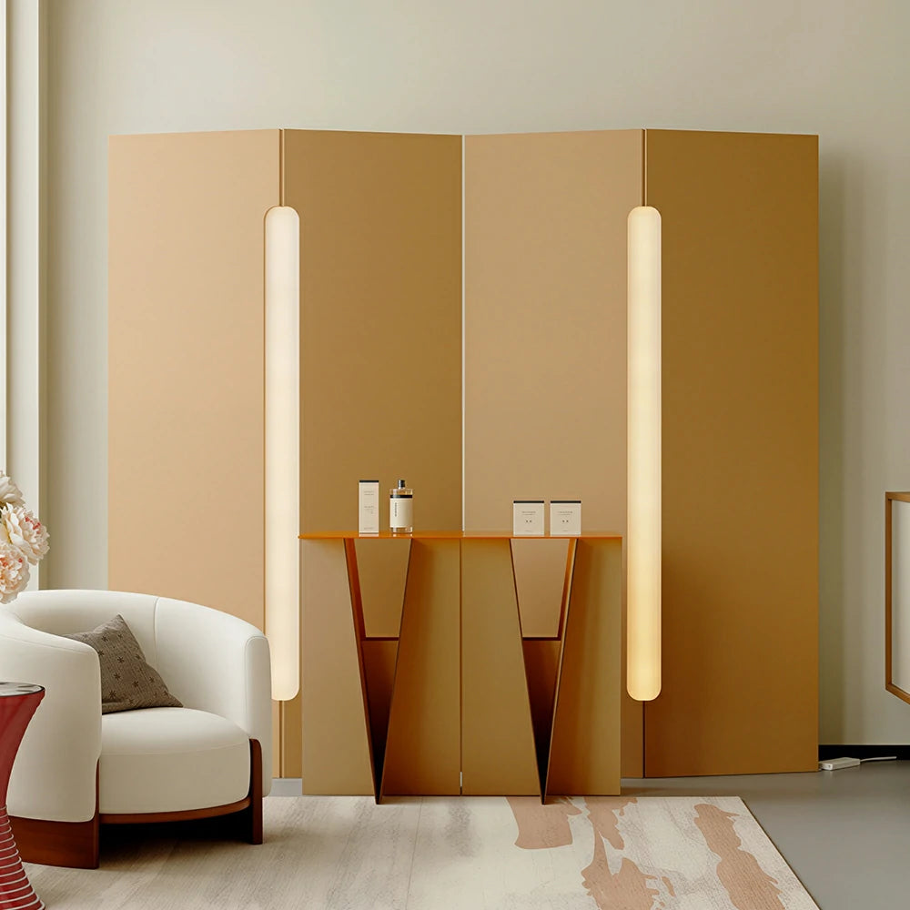 LIVARA 2 Panel Decorative Folding Screen Minimalist Design Room Divider Privacy Partition for Living Room Bedroom Office - Brown