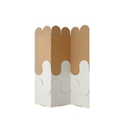 LIVARA 3 Panel Decorative Folding Screen Modern Arch Design Room Divider Privacy Partition Minimalist Style for Living Room Bedroom - Beige & Brown