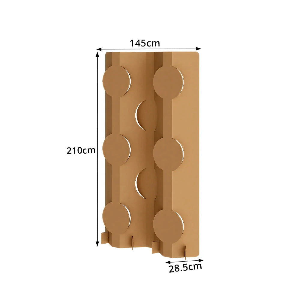 LIVARA Modular Corrugated Paper Folding Screen Geometric Circle Design Room Divider Decorative Partition Background Wall for Home Event - Beige