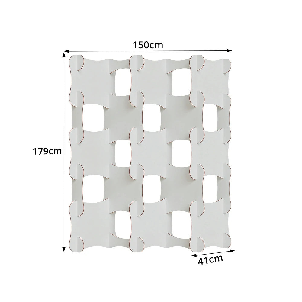 LIVARA 5 Column Modular Decorative Partition Wall Wave Design Folding Screen Room Divider Background Display for Home Event - White