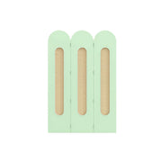 LIVARA 3 Panel Decorative Folding Screen Rattan Cutout Arch Design Room Divider Privacy Partition Modern Natural Style - Matcha Green