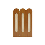 LIVARA 3 Panel Decorative Folding Screen Rattan Cutout Arch Design Room Divider Privacy Partition Modern Natural Style - Brown