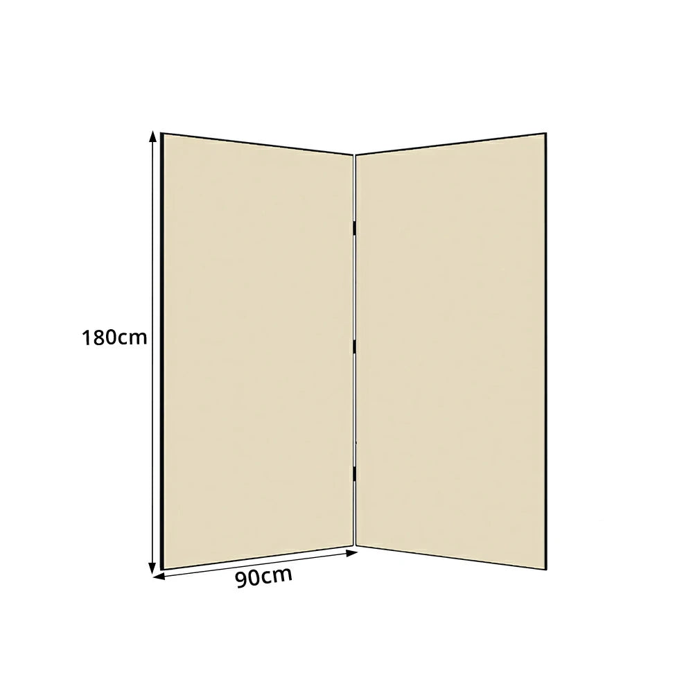 LIVARA 2 Panel Decorative Folding Screen Minimalist Design Room Divider Privacy Partition Modern Style for Living Room Bedroom Office - Cream