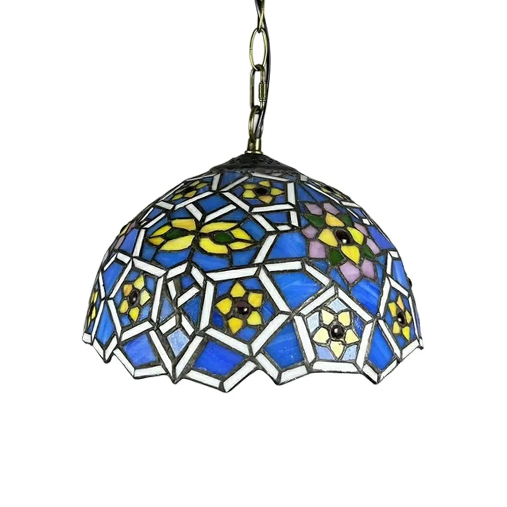LIVARA Tiffany Stained Glass Chandelier Vintage Pendant Light 30x80cm for Dining Room Living Room Bedroom - Light Green