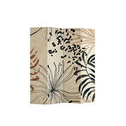 LIVARA 4 Panel Canvas Folding Screen Abstract Botanical Artwork Solid Wood Frame Room Divider Privacy Partition for Living Room - Beige