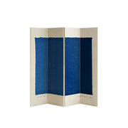 LIVARA 4 Panel Canvas Folding Screen Abstract Blue Artwork Solid Wood Frame Room Divider Privacy Partition for Living Room Bedroom - Blue