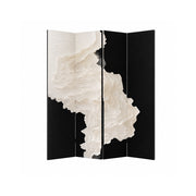 LIVARA 4 Panel Decorative Folding Screen Abstract Ink Art Design Room Divider Privacy Partition Modern Style for Living Room Bedroom - Black & White