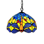 LIVARA Tiffany Stained Glass Chandelier Vintage Pendant Light 30x80cm for Dining Room Living Room Bedroom - Emerald Green
