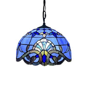 LIVARA Tiffany Stained Glass Chandelier Vintage Pendant Light 30x80cm for Dining Room Living Room Bedroom - Blue
