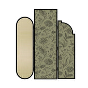 LIVARA 3 Panel Walnut Wood Folding Room Divider with Botanical Print for Living Room Bedroom - Walnut & Sage Green