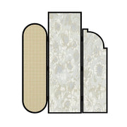 LIVARA 3 Panel Folding Room Divider with Rattan & Floral Fabric for Living Room Bedroom - Black & Ivory