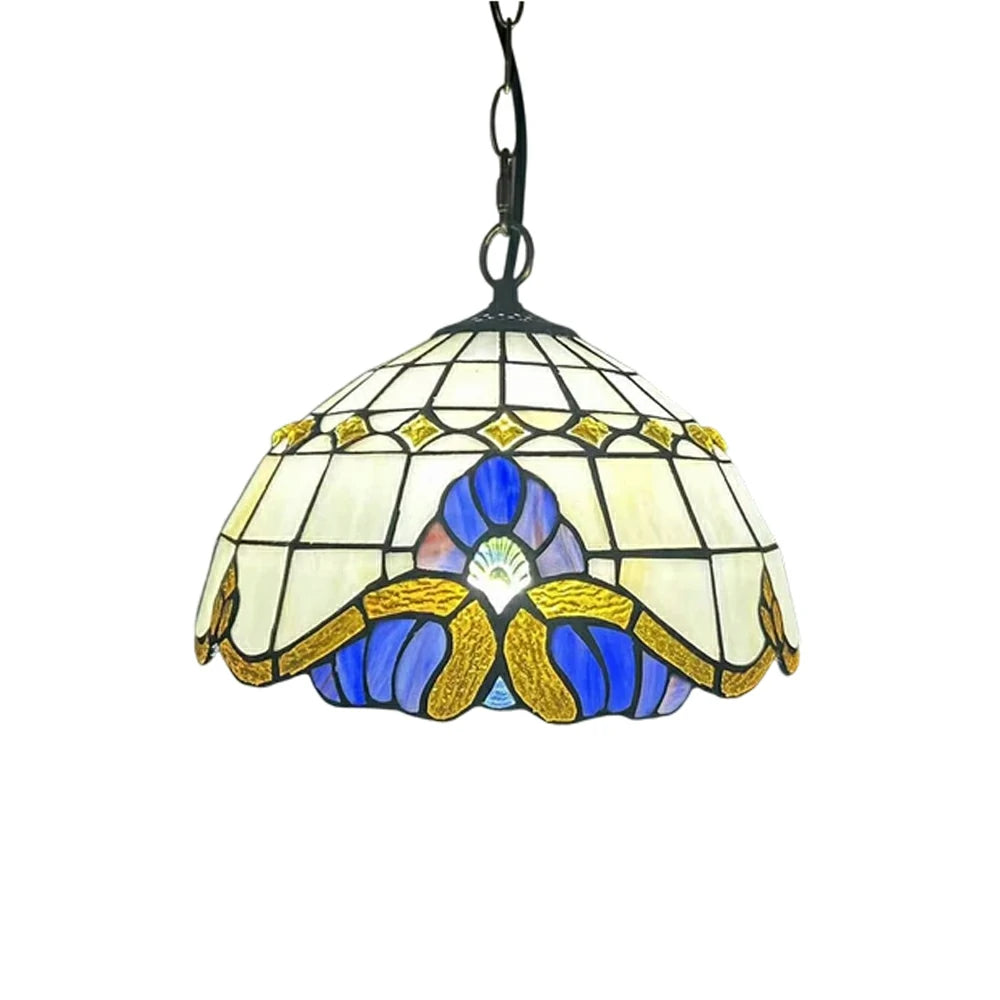 LIVARA Tiffany Stained Glass Chandelier Vintage Pendant Light 30x80cm for Dining Room Living Room Bedroom - Beige