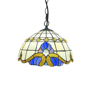 LIVARA Tiffany Stained Glass Chandelier Vintage Pendant Light 30x80cm for Dining Room Living Room Bedroom - Beige