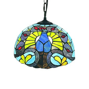 LIVARA Tiffany Stained Glass Chandelier Vintage Pendant Light 30x80cm for Dining Room Living Room Bedroom - Bright Yellow
