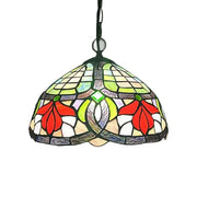 LIVARA Tiffany Stained Glass Chandelier Vintage Pendant Light 30x80cm for Dining Room Living Room Bedroom - Rose Red