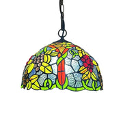 LIVARA Tiffany Stained Glass Chandelier Vintage Pendant Light 30x80cm for Dining Room Living Room Bedroom - Green