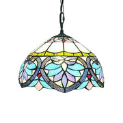 LIVARA Tiffany Stained Glass Chandelier Vintage Pendant Light 30x80cm for Dining Room Living Room Bedroom - Dark Green