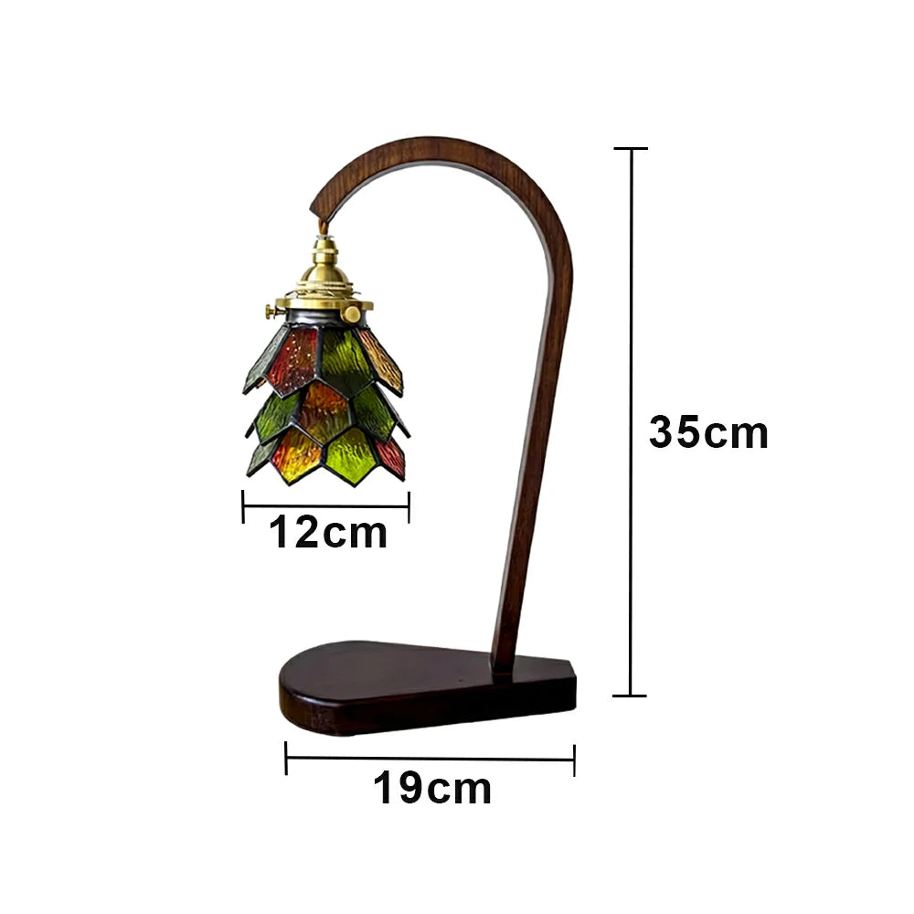 LIVARA Vintage Layered Art Table Lamp White Wax Wood Handcrafted Glass 19x35cm for Bedroom Study Living Room