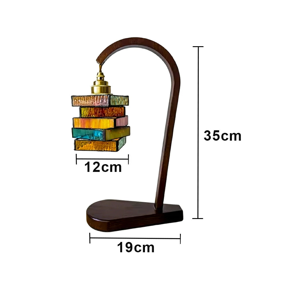 LIVARA Style Layered Artistic Table Lamp Handcrafted Glass White Wax Wood 19x35cm for Bedroom Study Decor