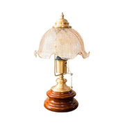 LIVARA Vintage Glass Table Lamp E27 Large Crackle Design with Zipper Detail Solid Wood Base for Bedroom Living Room