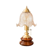 LIVARA Vintage Glass Table Lamp E27 Small Crackle Design with Zipper Detail Solid Wood Base for Bedroom Living Room