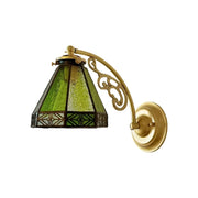 LIVARA Vintage Glass Wall Light E14 Warm Light Green Lantern Design Brass Structure for Bedroom Hallway Living Room