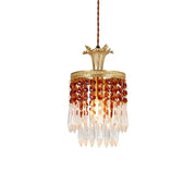 LIVARA Vintage Crystal Chandelier E14 Edison Bulb Brass Frame Tassel Design for Bedroom Dining Entryway