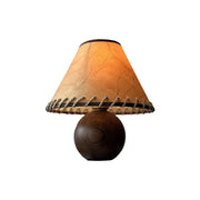 LIVARA Vintage Table Lamp 40W Edison Bulb Ash Wood Base Faux Sheepskin Shade Natural Design for Bedroom Living Room