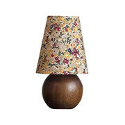 LIVARA Vintage Table Lamp 40W Edison Bulb Ash Wood Base Floral Shade Button Switch Design for Bedroom Living Room - Yellow