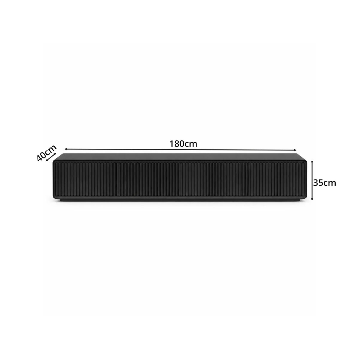 LUXORA Modern Fluted TV Cabinet - 180/200cm Low-Profile Entertainment Unit with Vertical Grooved Doors & Concealed Storage - Black