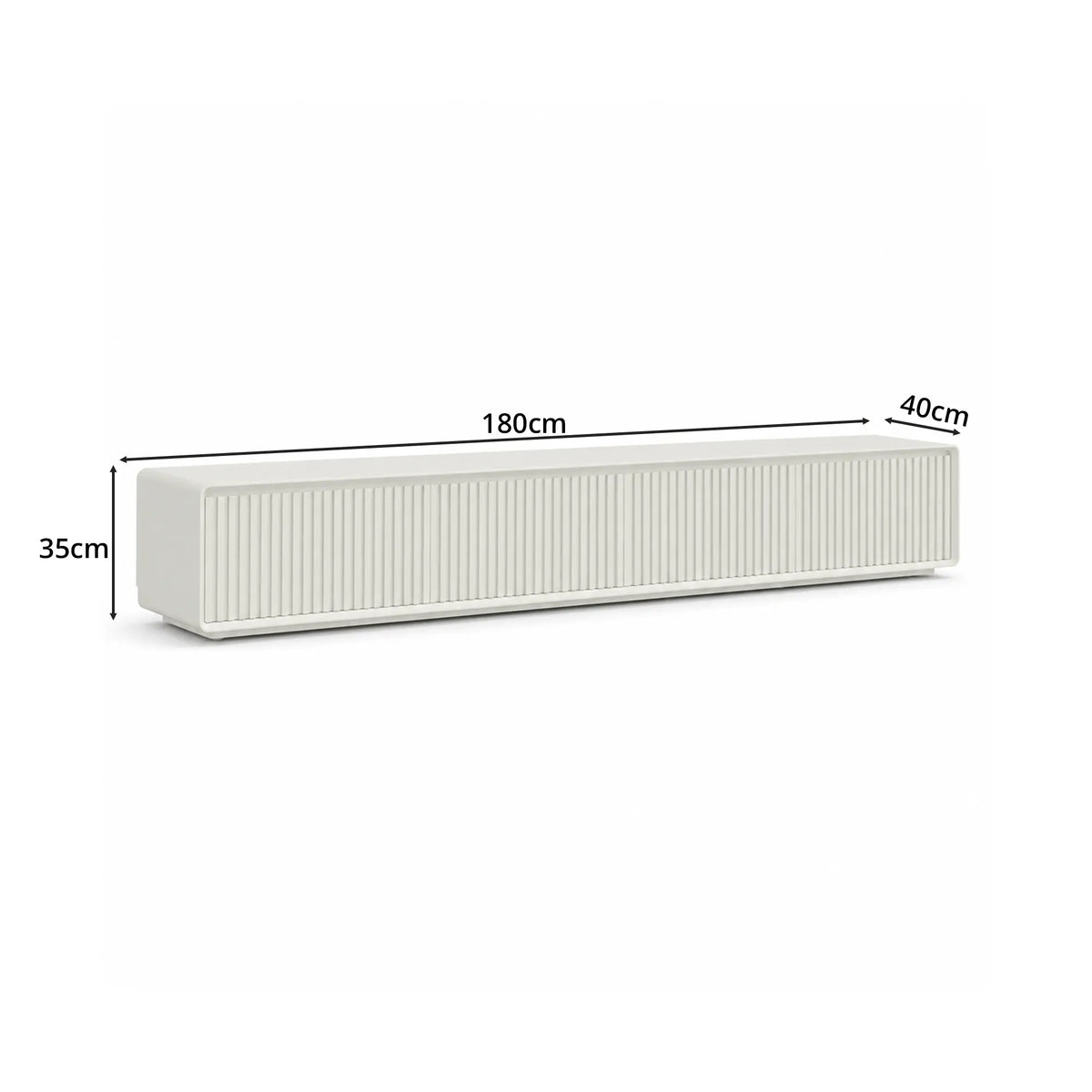 LUXORA Modern Fluted TV Cabinet - 180/200cm Low-Profile Entertainment Unit with Vertical Grooved Doors & Concealed Storage - White