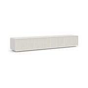 LUXORA Modern Fluted TV Cabinet - 180/200cm Low-Profile Entertainment Unit with Vertical Grooved Doors & Concealed Storage - White